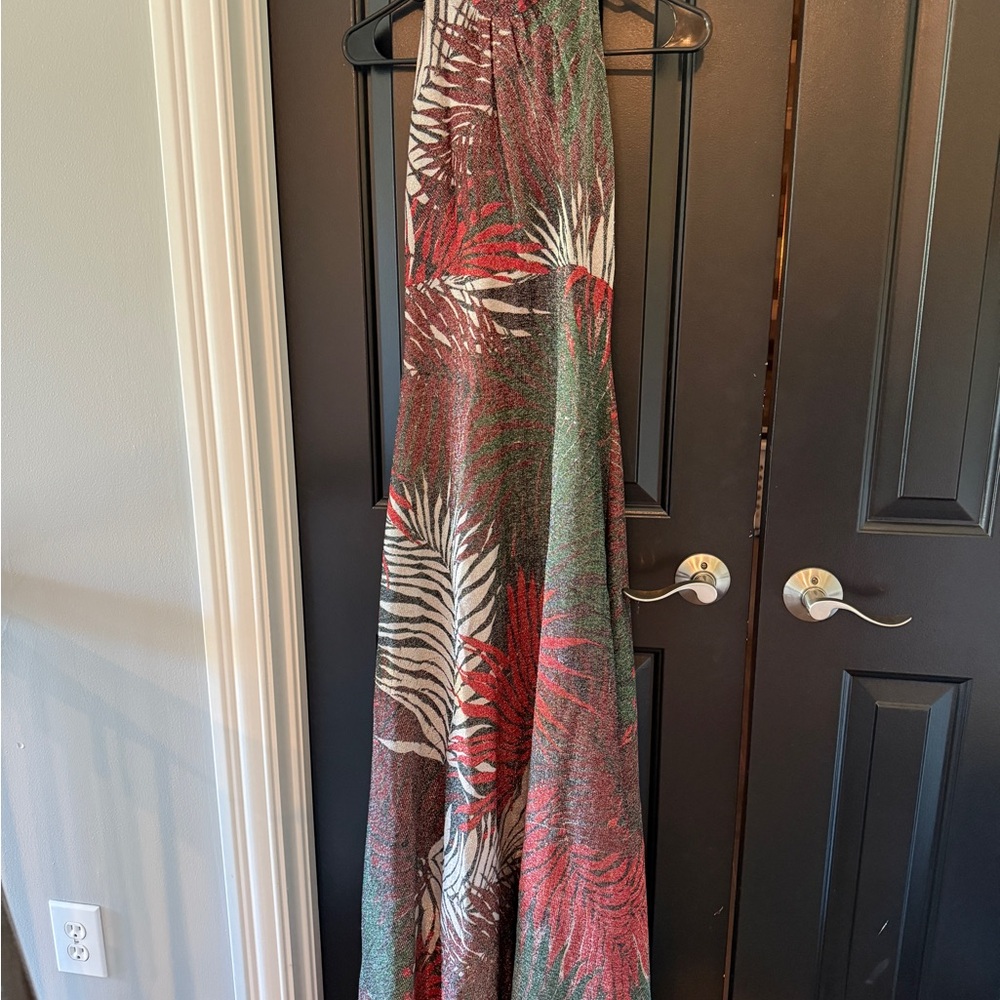 Vintage Tropical Print Maxi Dress